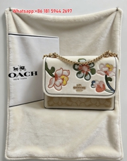 Coach Floral Embroidered Signature Flannel Throw Blanket for Couch and Wall Decor C318
